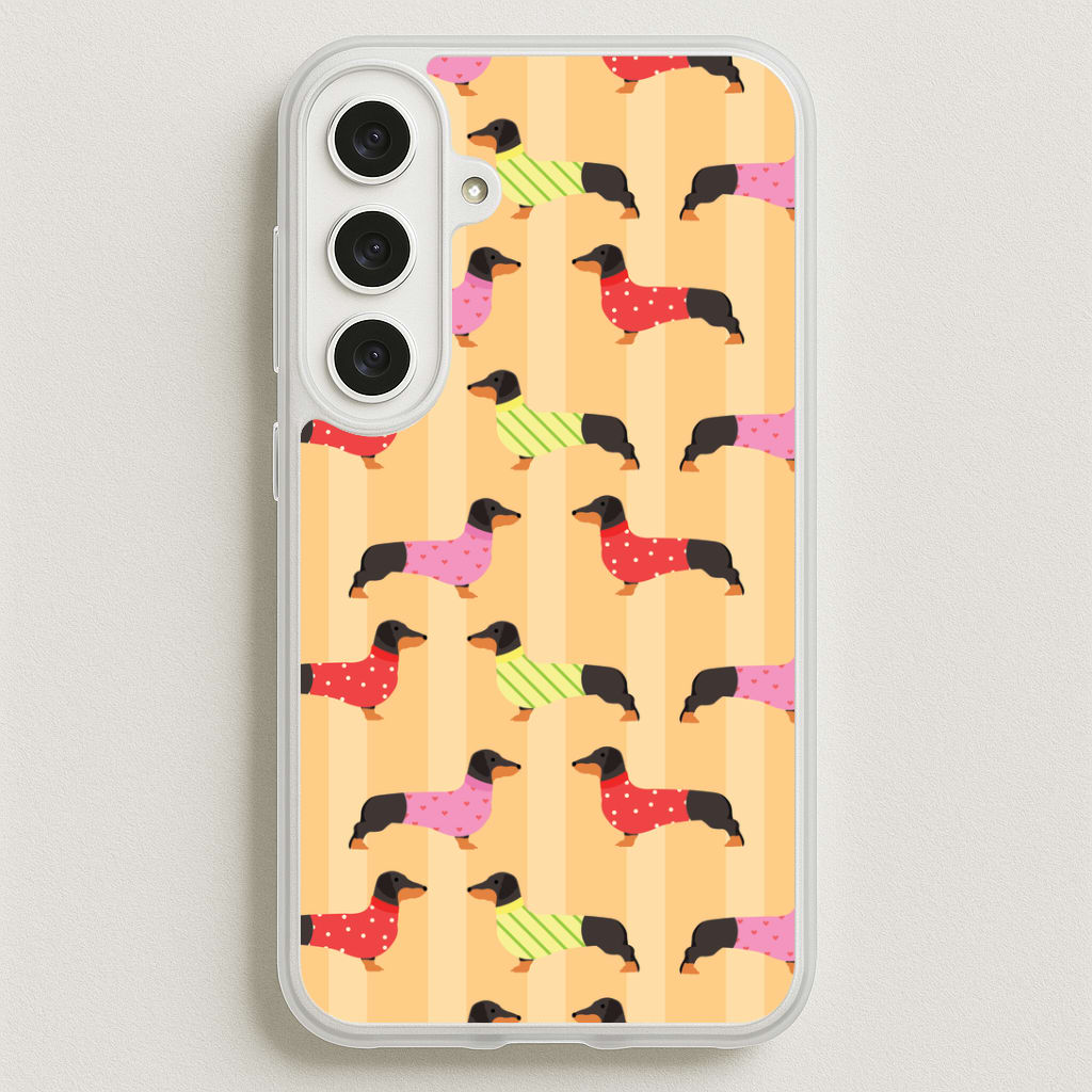 Dachshunds In Sweaters Pattern Phone Case for Galaxy S25FE