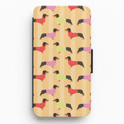 Dachshunds In Sweaters Pattern Flip / Wallet Phone Case 1