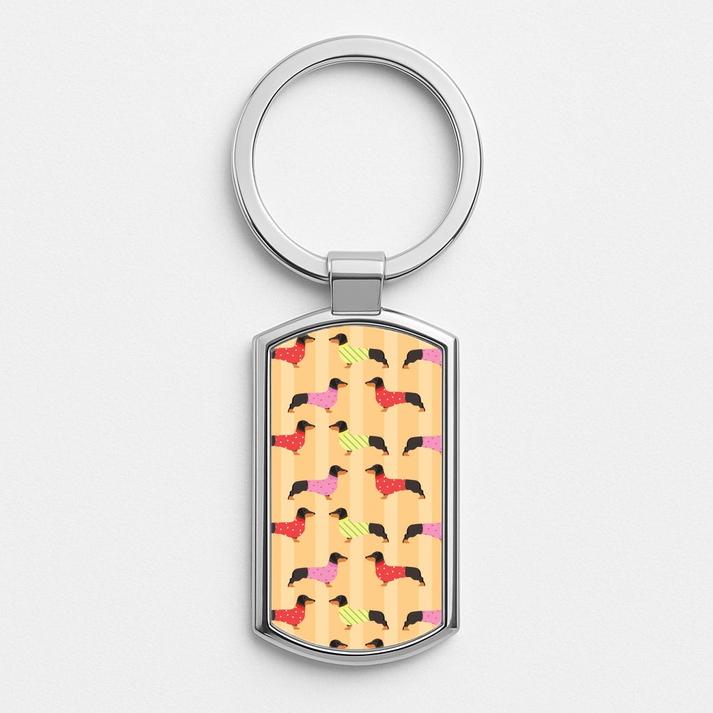 Dachshunds In Sweaters Pattern Luxury Keyring