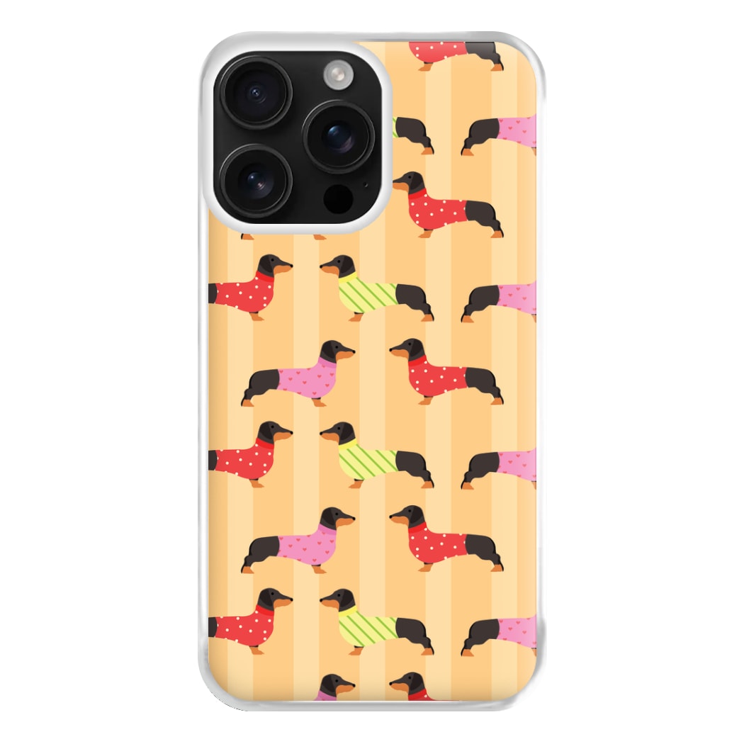 Dachshunds In Sweaters Pattern Phone Case for iPhone 16 Pro Max