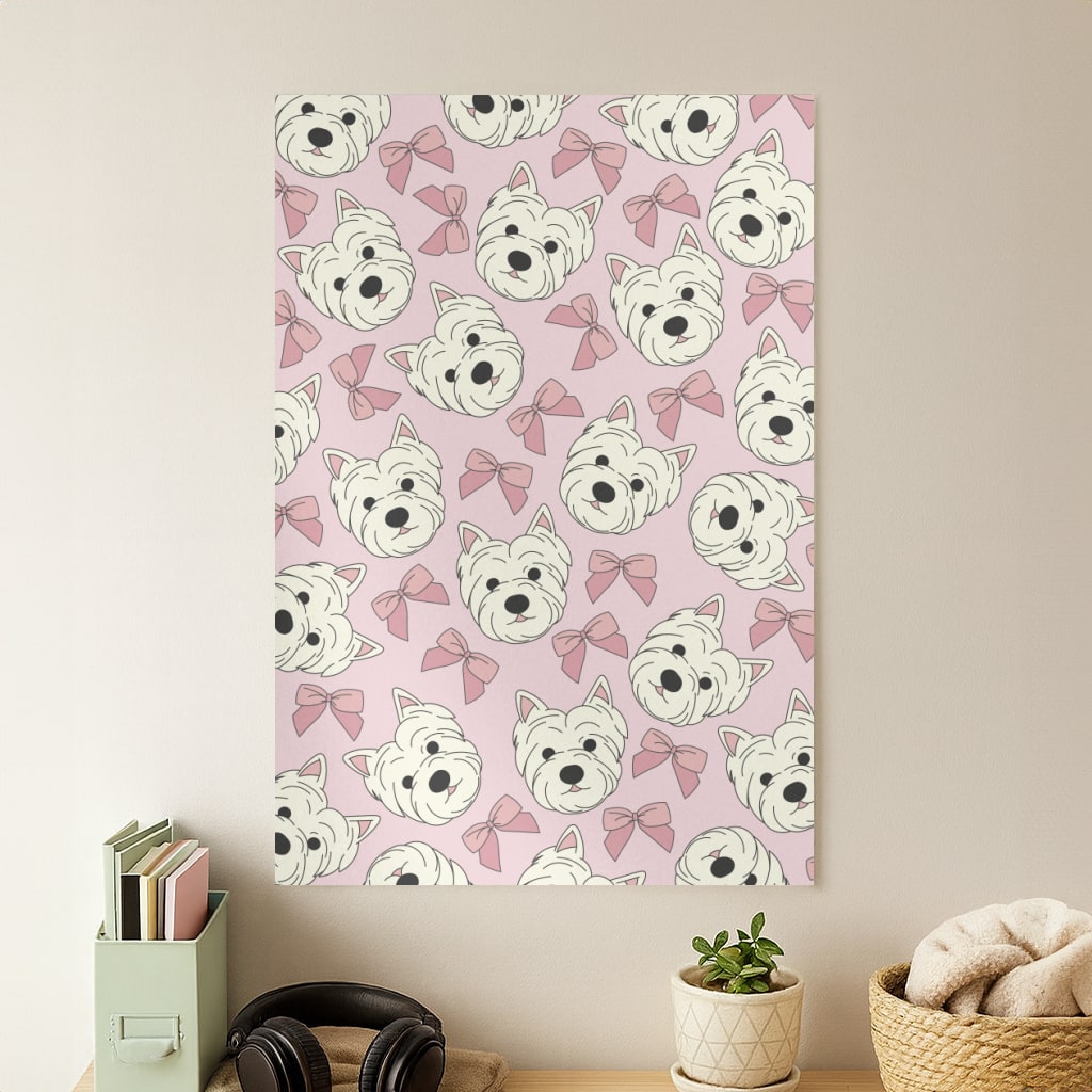 Cute Terrier And Bows Pattern  Poster