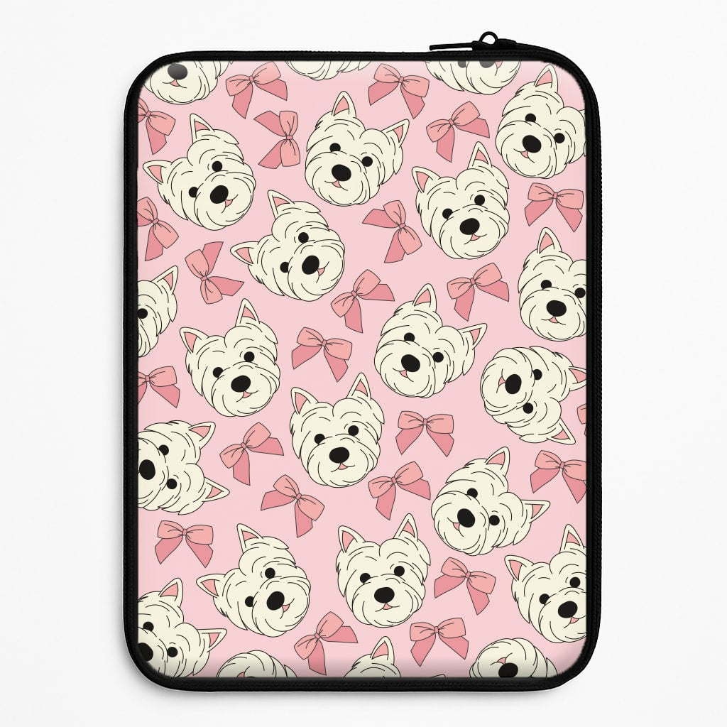 Cute Terrier And Bows Pattern  Laptop Sleeve