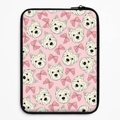 Cute Terrier And Bows Pattern  Laptop Sleeve