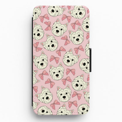 Cute Terrier And Bows Pattern  Flip / Wallet Phone Case