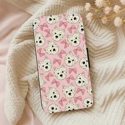 Cute Terrier And Bows Pattern  Flip / Wallet Phone Case