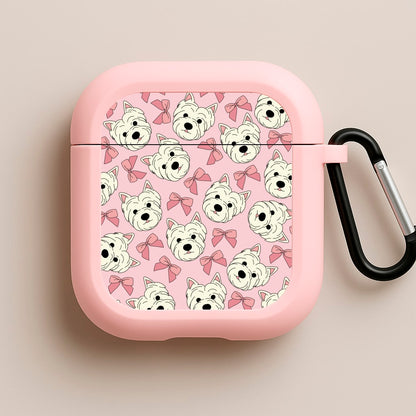 Cute Terrier And Bows Pattern  Pink AirPods Case