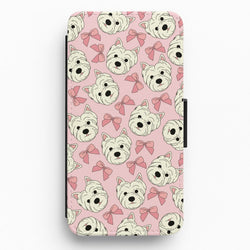 Cute Terrier And Bows Pattern  Flip / Wallet Phone Case