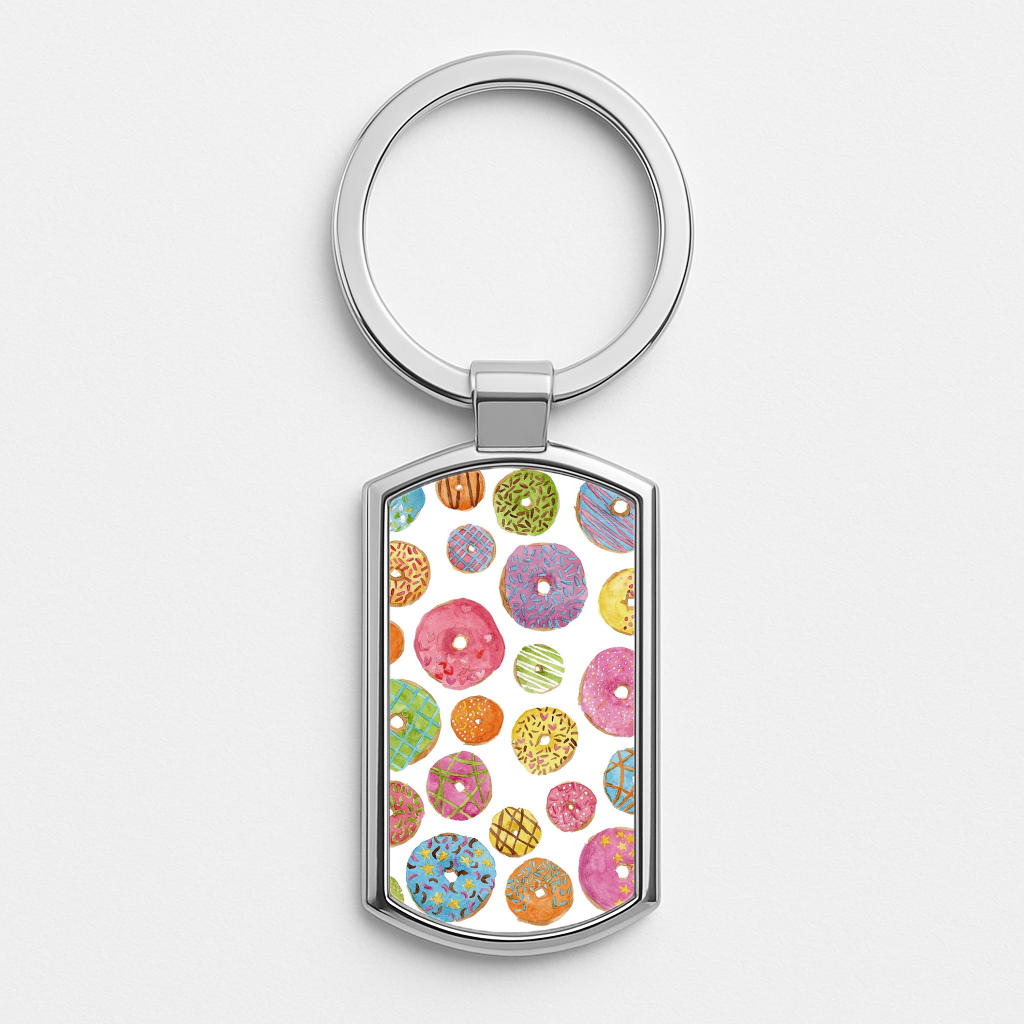 Dougnut Pattern Silver Keyring
