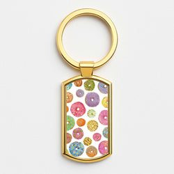 Dougnut Pattern Gold Keyring