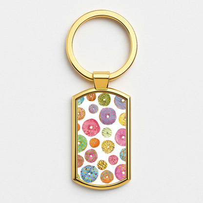 Dougnut Pattern Gold Keyring
