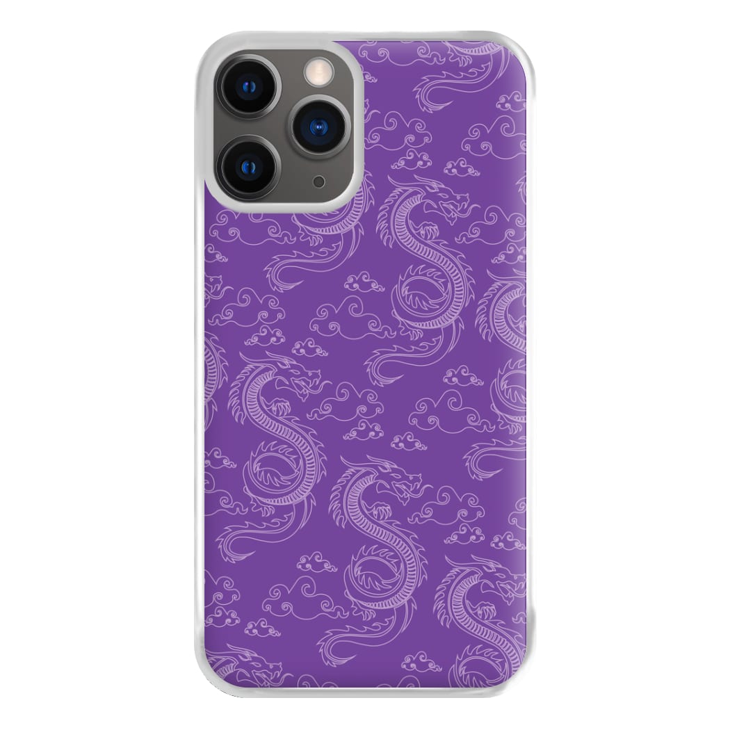 Purple Dragon Pattern Phone Case for iPhone 12 Pro Max