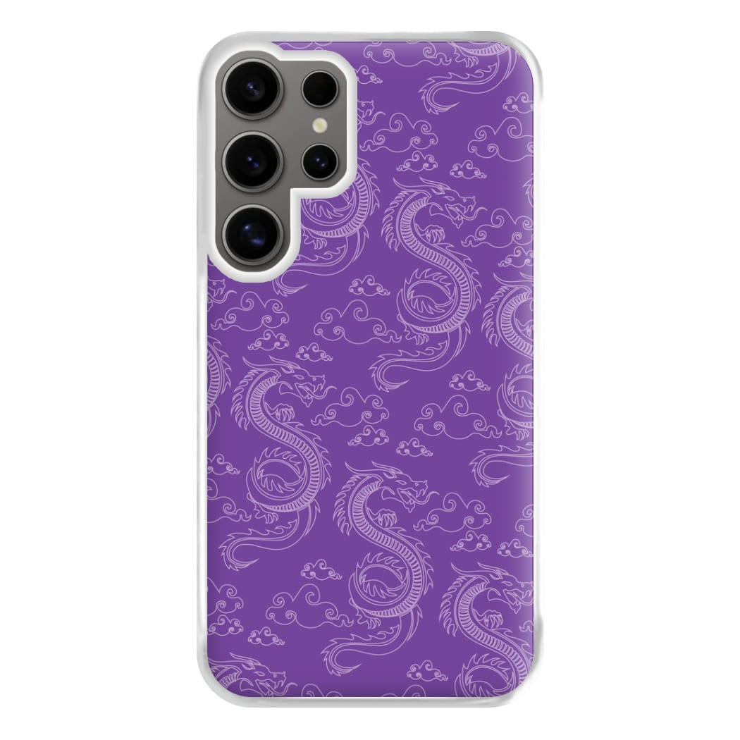 Purple Dragon Pattern Phone Case for Galaxy S24 Ultra