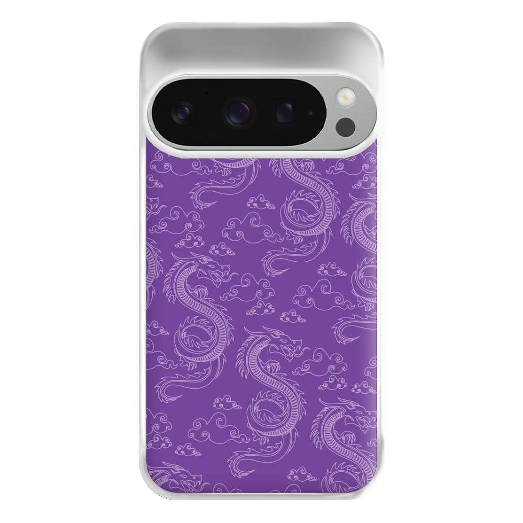 Purple Dragon Pattern Phone Case for Google Pixel 9 Pro XL