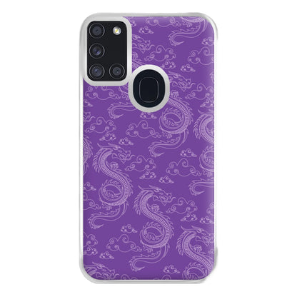 Purple Dragon Pattern Phone Case for Galaxy A21s