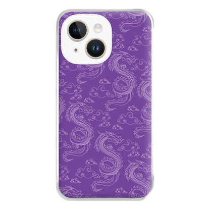 Purple Dragon Pattern Phone Case for iPhone 14 Plus