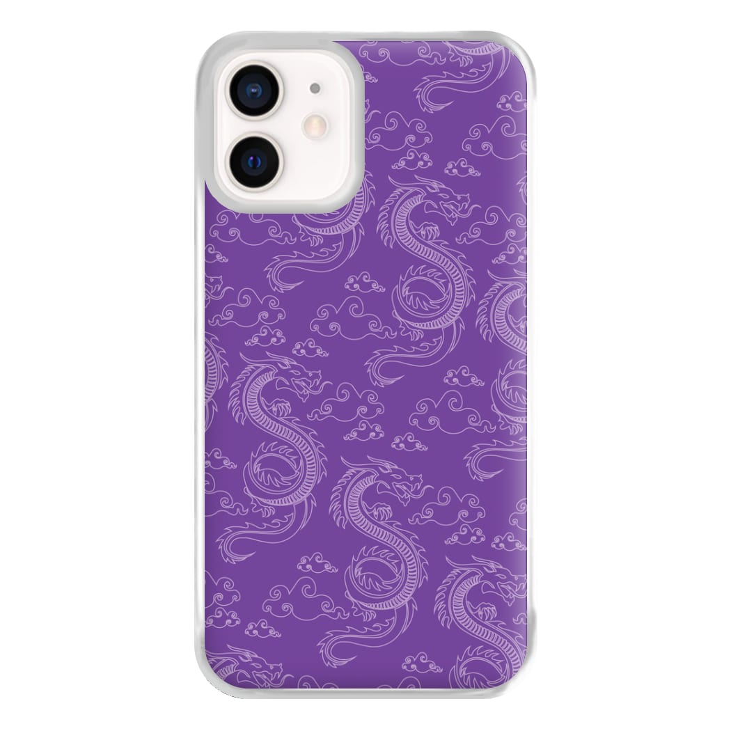 Purple Dragon Pattern Phone Case for iPhone 13 Mini