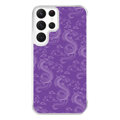 Purple Dragon Pattern Phone Case for Galaxy S22 Ultra