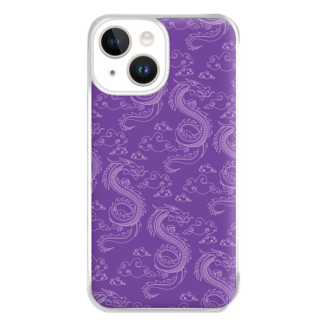 Purple Dragon Pattern Phone Case for iPhone 14