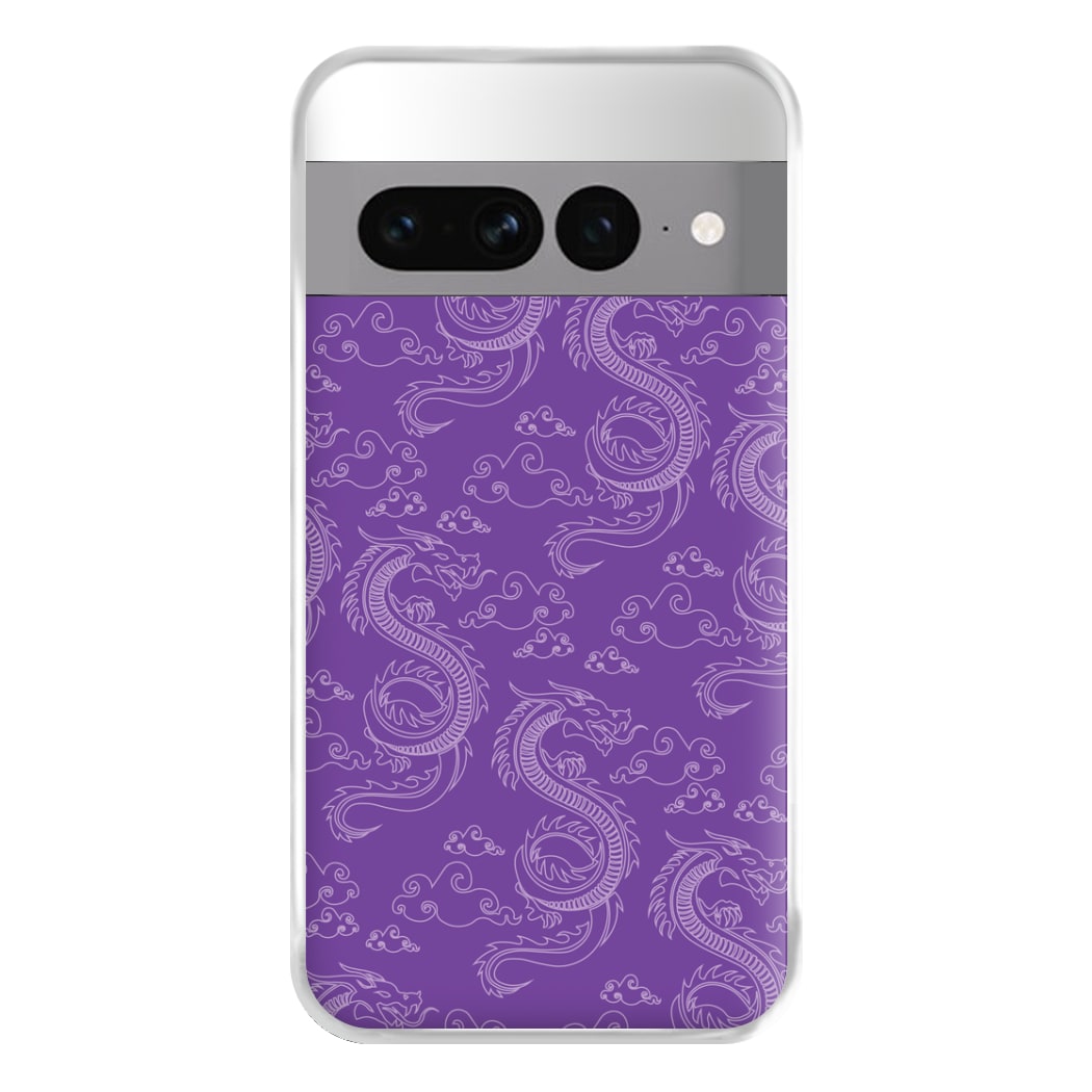 Purple Dragon Pattern Phone Case for Google Pixel 7 Pro