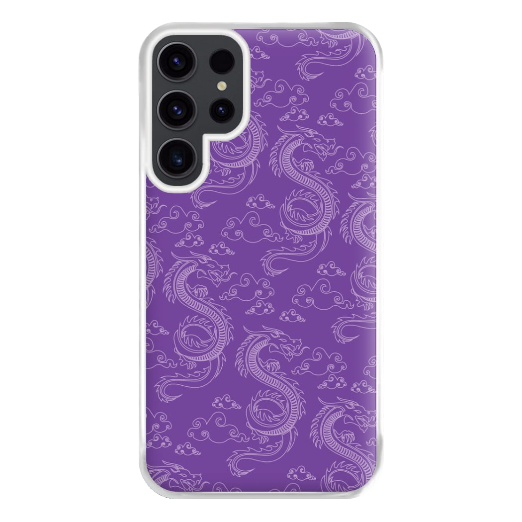 Purple Dragon Pattern Phone Case for Galaxy S23 Ultra