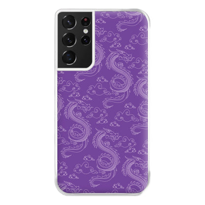 Purple Dragon Pattern Phone Case for Galaxy S21 Ultra