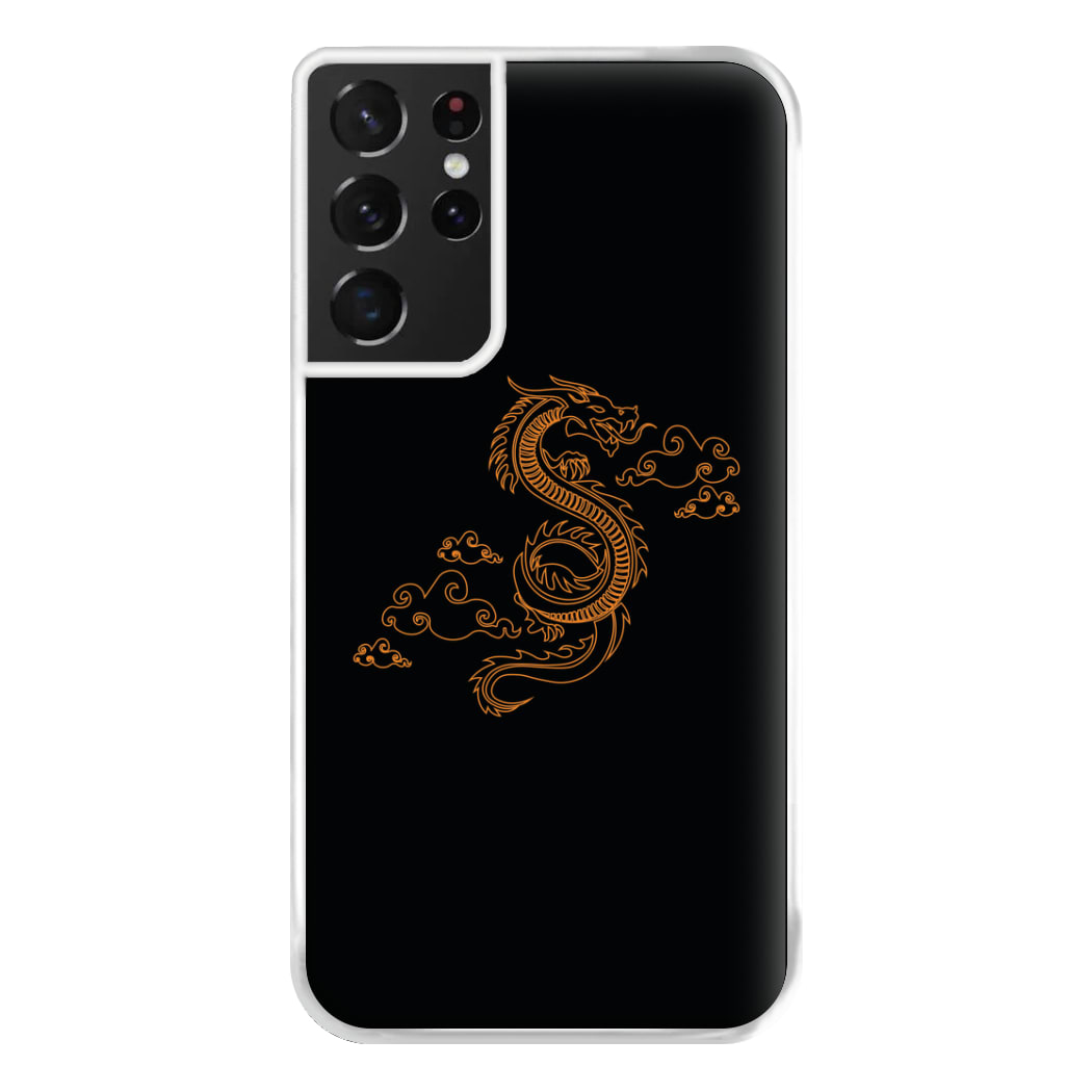 Orange - Dragon Patterns Phone Case for Galaxy S21 Ultra