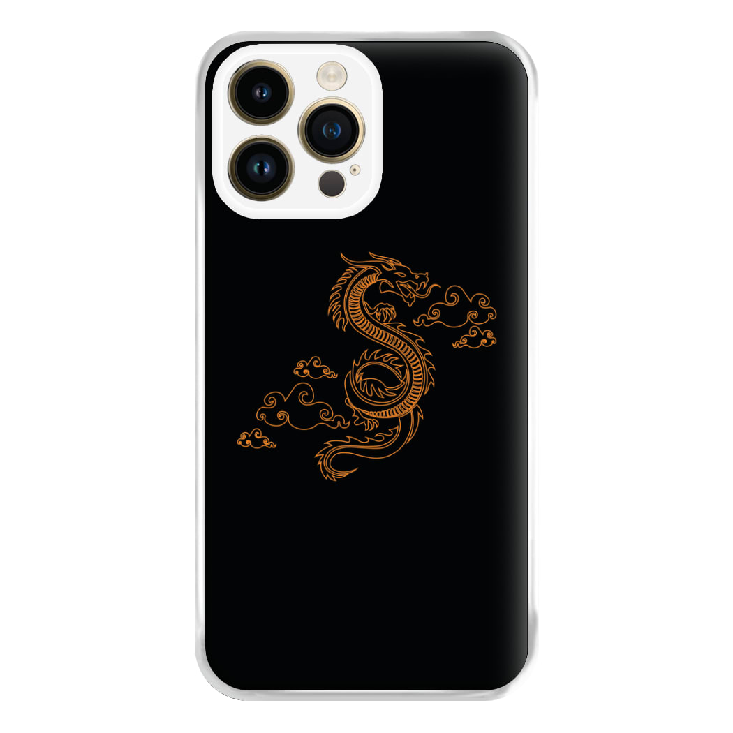 Orange - Dragon Patterns Phone Case for iPhone 14 Pro Max