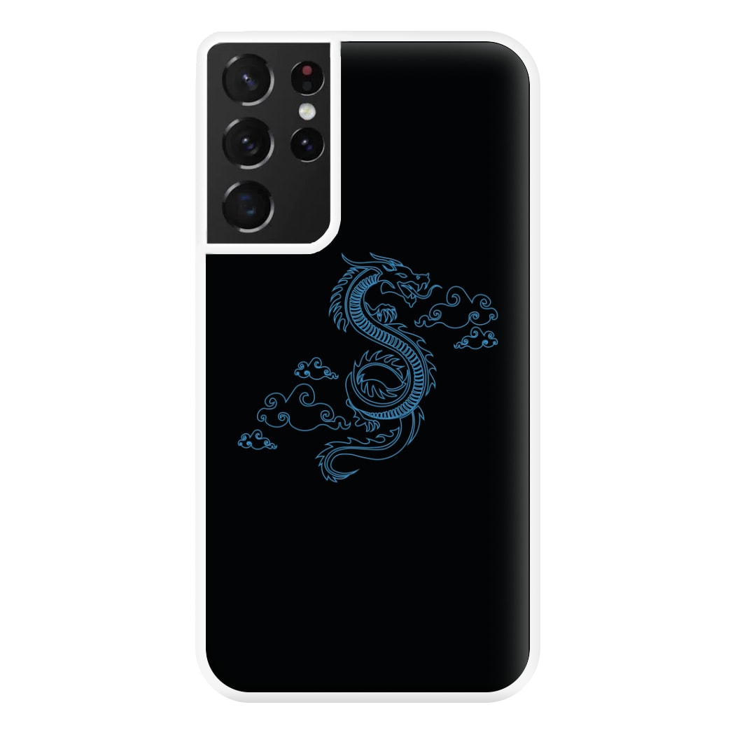 Blue - Dragon Patterns Phone Case for Galaxy S21 Ultra