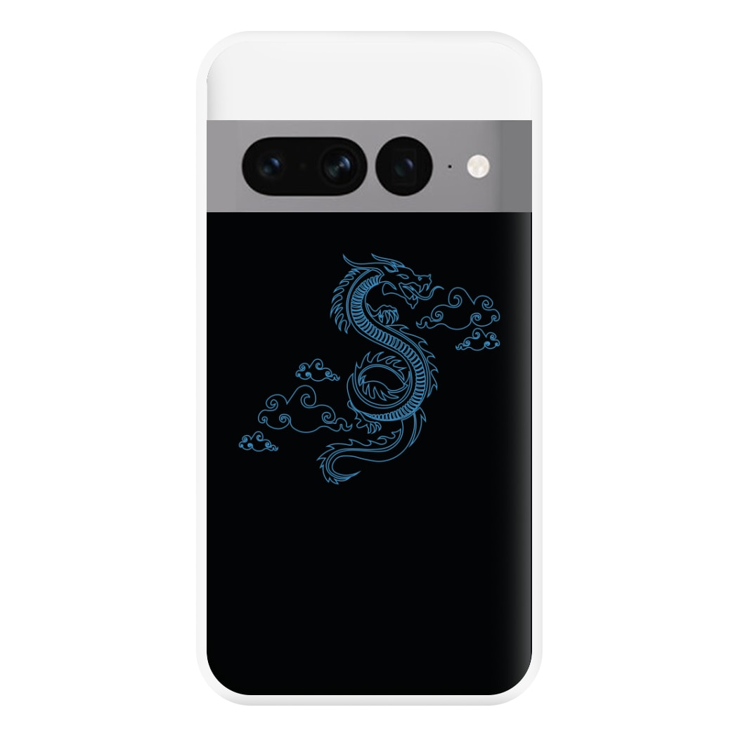 Blue - Dragon Patterns Phone Case for Google Pixel 7 Pro