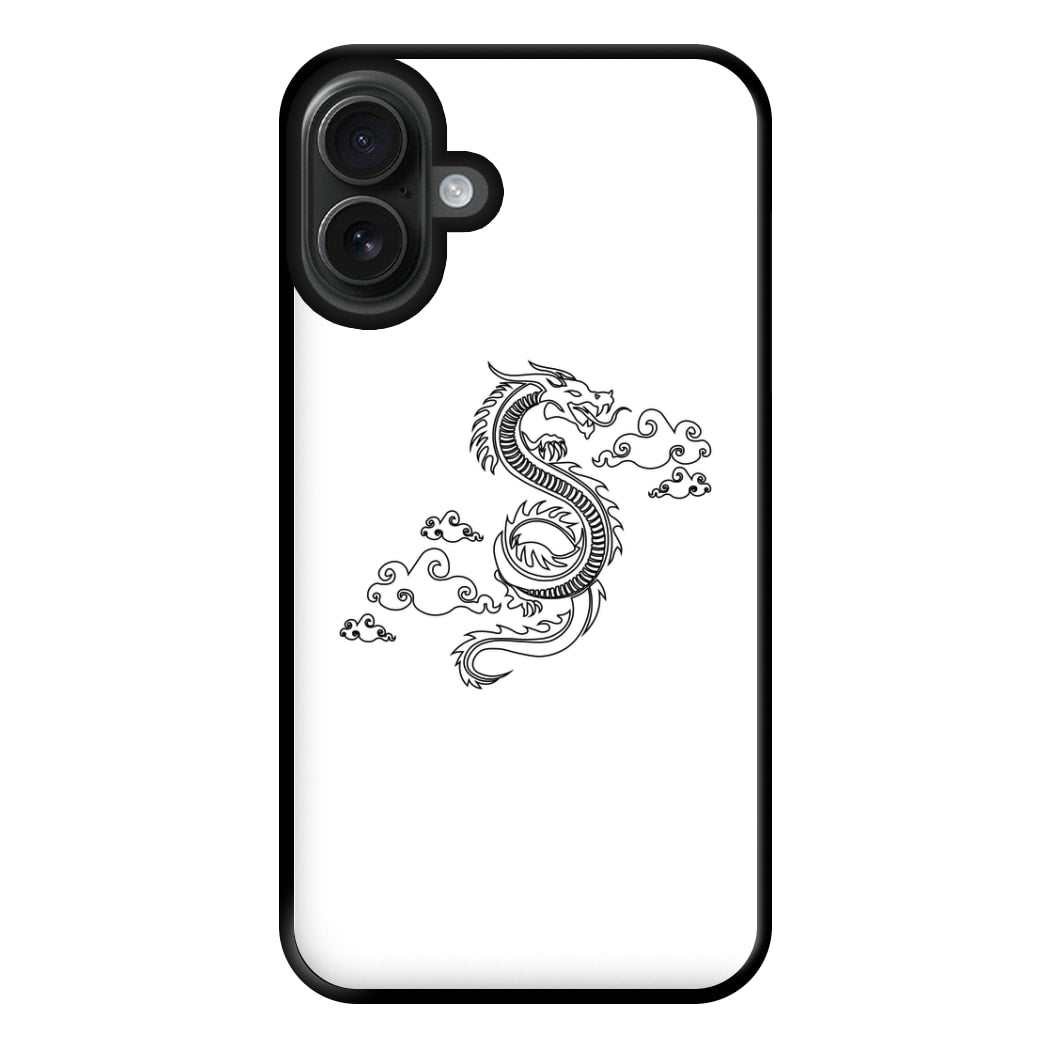 Black - Dragon Patterns Phone Case for iPhone 16 Plus