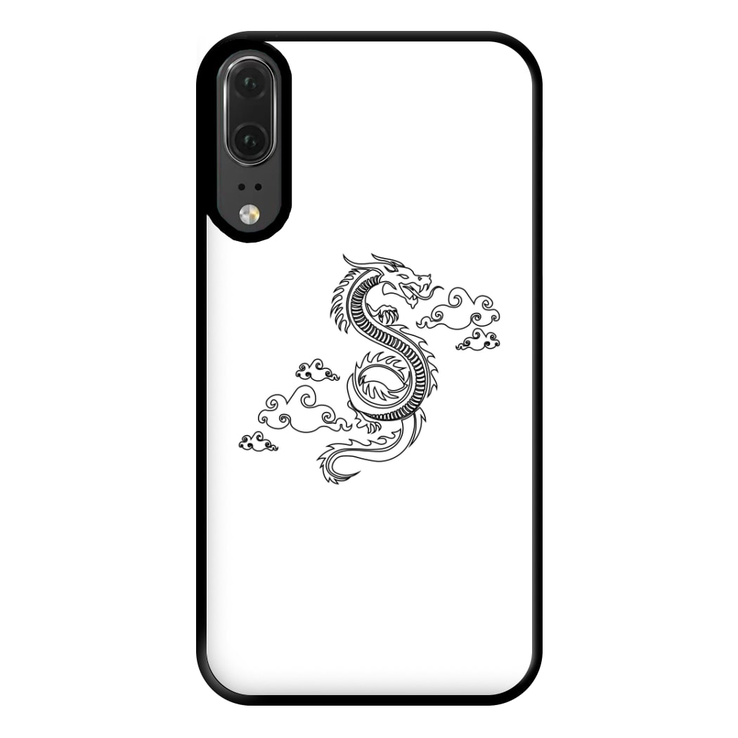 Black - Dragon Patterns Phone Case for Huawei P20