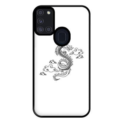 Black - Dragon Patterns Phone Case for Galaxy A21s