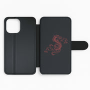 Red - Dragon Patterns Flip / Wallet Phone Case 2