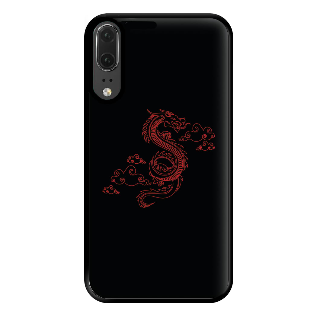 Red - Dragon Patterns Phone Case for Huawei P20