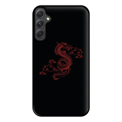 Red - Dragon Patterns Phone Case for Galaxy A34