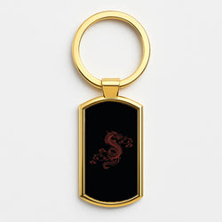 Red - Dragon Patterns Gold Keyring