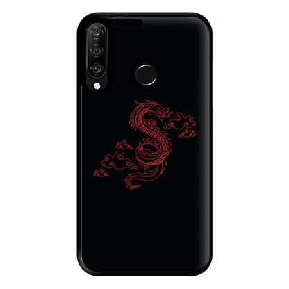 Red - Dragon Patterns Phone Case for Huawei P30 Lite