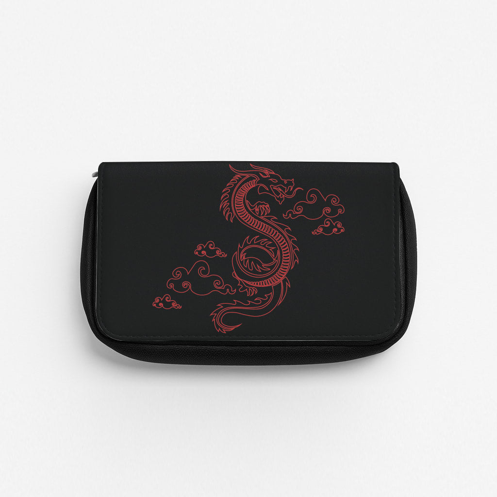 Red - Dragon Patterns Pencil Case