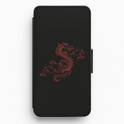 Red - Dragon Patterns Flip / Wallet Phone Case 1