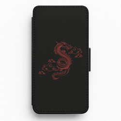 Red - Dragon Patterns Flip / Wallet Phone Case