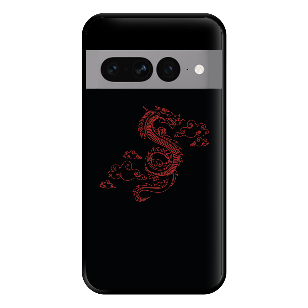 Red - Dragon Patterns Phone Case for Google Pixel 7 Pro