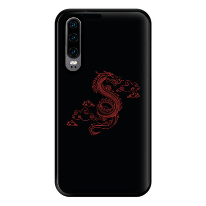 Red - Dragon Patterns Phone Case for Huawei P30