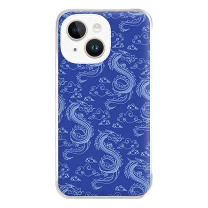 Blue Dragon Pattern Phone Case for iPhone 14 Plus