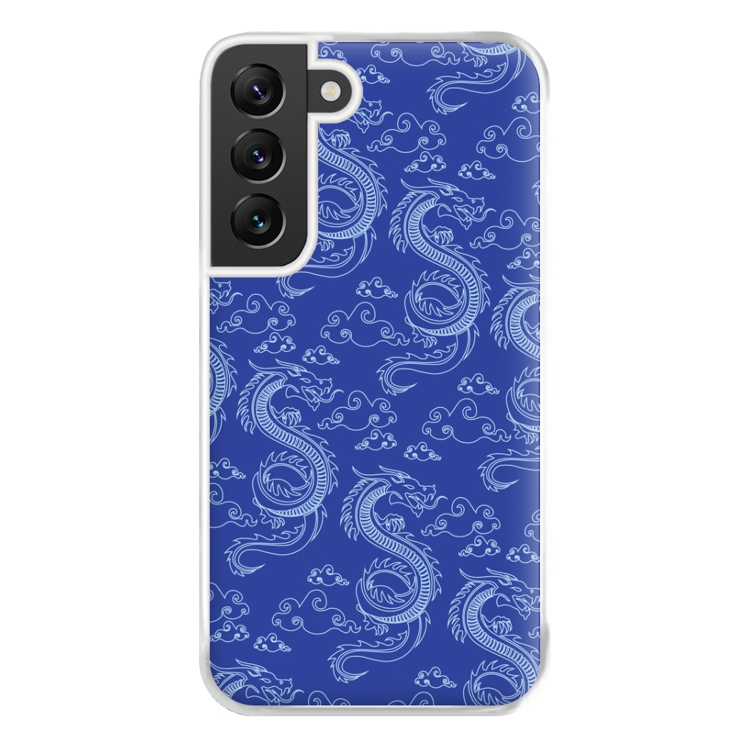 Blue Dragon Pattern Phone Case for Galaxy S22 Plus