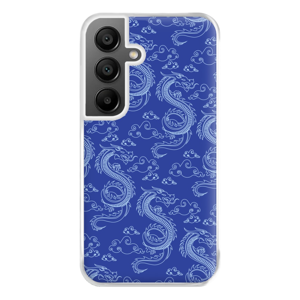 Blue Dragon Pattern Phone Case for Galaxy A55