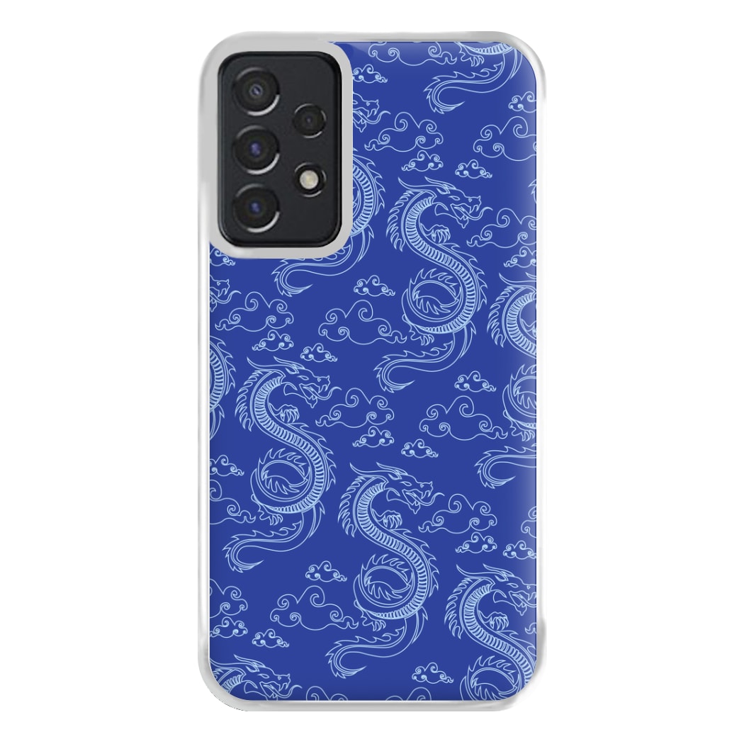 Blue Dragon Pattern Phone Case for Galaxy A52 / A52s