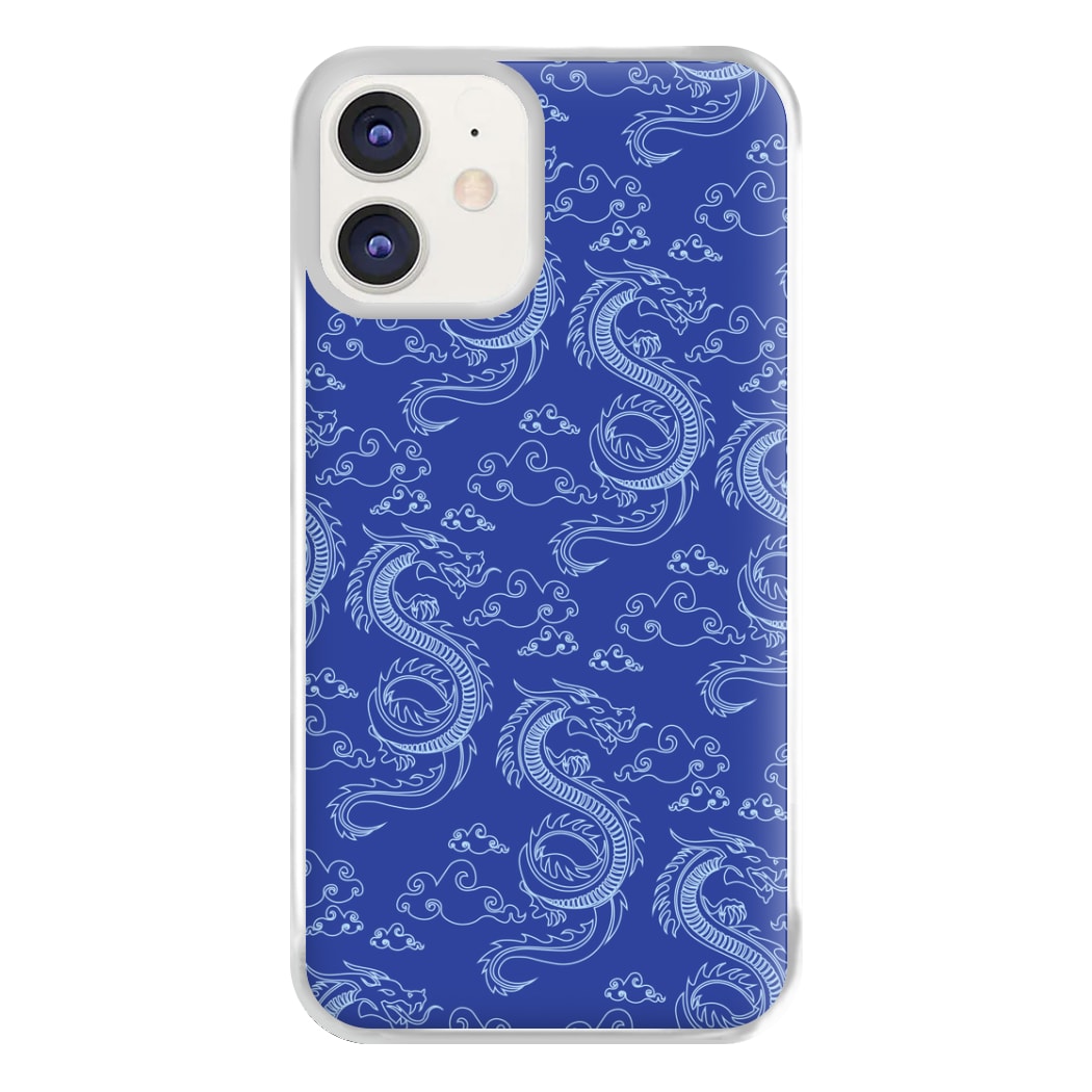 Blue Dragon Pattern Phone Case for iPhone 12 / 12 Pro