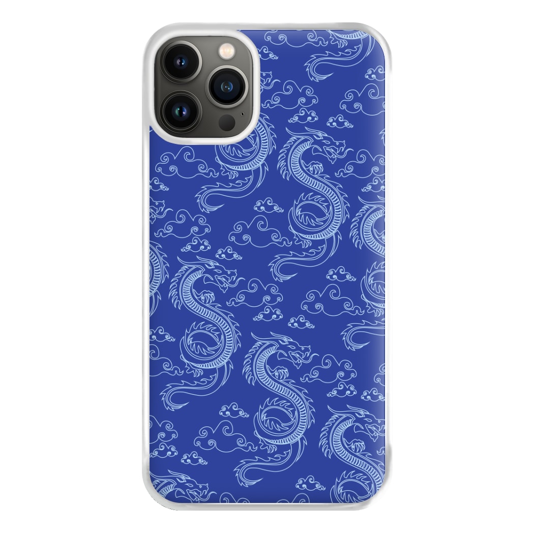 Blue Dragon Pattern Phone Case for iPhone 13