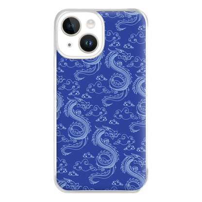 Blue Dragon Pattern Phone Case for iPhone 14