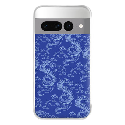 Blue Dragon Pattern Phone Case for Google Pixel 7 Pro